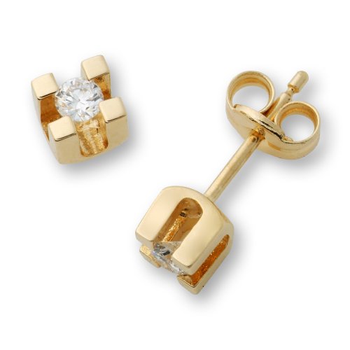 Miore 14ct/585 Gelbgold Solitaire Ohrstecker mit Brillant ca.0,12ct MA69EY Preisvergleich