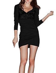 Puff Sleeves Cotton/Polyester Sweetheart Lace Backless Mini Dress 