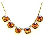 Catherine Popesco 14k Gold Plated Necklace with 6 Square Copper Swarovski Crystals