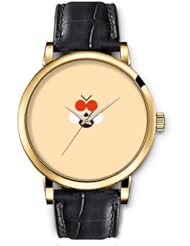 SPRAWL Aanalog Fashion Series Gold Ladies Watches of Genuine Black Leather Strap,Unique Wrist Watch for Women Girls Designed with Bee-shaped figures