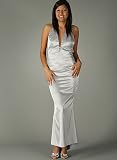 Plunging V-Cut Rhinestone Sheath for Bridesmaid Formal Prom