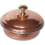 Serving Kitchen Utensil Indian Copper Bowl with Lid 6.65 inches