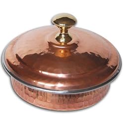 Serving Utensil Copper Bowl With Lid Diameter 6.5 Inches