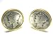 Silver Mercury Dime Cufflinks w/ 18KT Gold Plated Setting