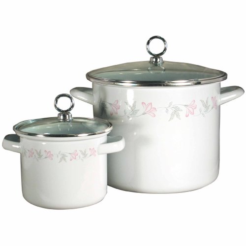 Corelle Coordinates 8 Quart and 1.5 Quart Stock Pot Set, Pink Trio