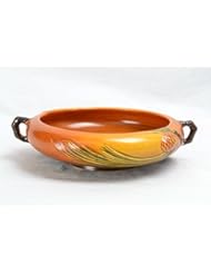 Home: Roseville Pottery 1953 Pine Cone Low Bowl (Shape 425-6) Brown - Roseville Pottery