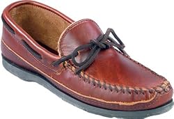 Minnetonka Womens Double Bottom Hardsole Brown Leather Slip-Ons