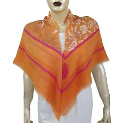 Summer Accessory Scarf Wrap Square for Women in Silk and Wool 43 x 43 inches