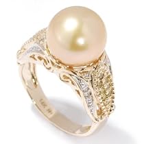 14K White, Rose or Yellow Gold Cultured Tahitian Pearl & Diamond Ring