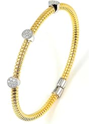 Sterling Silver & Cz 18k Yellow Gold Plated Bangle