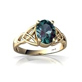 14K Yellow Gold Oval Created Alexandrite Celtic Trinity Ring
