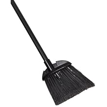 Rubbermaid Commercial Lobby Pro Broom, Polyethylene Bristles, 28" Metal Handle, Black/Yellow (637400BLA)