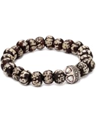 Borgioni Rose Cut Vintage Ball on Sanskrit Yak bone Beaded Bracelet