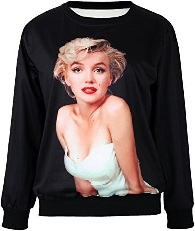 Janet williams Womens 3D Digital Print Pullover Sweatshirt Sweaters Marilyn Monroe Medium