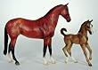 BREYER HORSE & FOAL WARMBLOOD SET - BAY & CHESTNUT