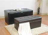 2pc Storage Bench & Ottoman Set Black & Brown Bycast by Acme