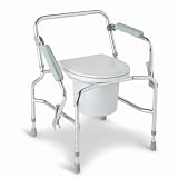 Review Medline  / Drop Arm Steel Commode - Chrome-Plated Steel Design.