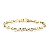 10K Yellow Gold 1/4 ct. Diamond Heart Tennis Bracelet