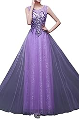 Empire   Waistline Lace Open-Back Jeweled Sleeveless Tulle Scoop Neck Evening Dress/Prom Dress/Party Dress 