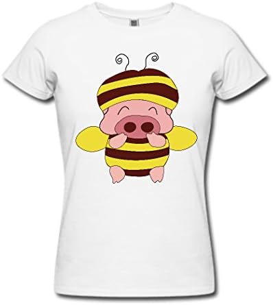 Wome's Lovely Pig Bee White Personalize T-shirt Small