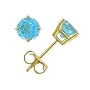 14k Yellow Gold Four Prong 5mm Round Blue Topaz Stud Earrings