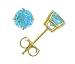 14k Yellow Gold Four Prong 5mm Round Blue Topaz Stud Earrings