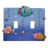 Fish Playground Decorative Switchplate Double toggle switch plate cover by Borders Unlimited