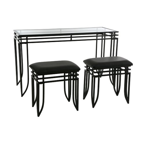 Art Deco Sofa Table and 2 Stools Set
