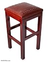 Cedar and leather bar stool, 'Pyramids'
