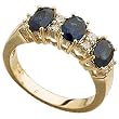 14Kt Yellow Gold Captivating Blue Sapphire and Icy Diamond Fashion Ring