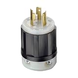 Leviton 2321 20 Amp, 250 Volt, L6-20P, 2P, 3W, NEMA Locking Plug, Grounding, Black-White