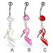Shoe belly button ring, red - C title=
