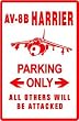 AV-8B HARRIER PARKING military hobby sign
