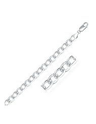Rhodium Plated 7.0mm 925 Sterling Silver Curb Style Chain