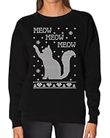 Cat Ugly Christmas Sweater Meow Purr Cute Xmas Apparel Women Sweatshirt