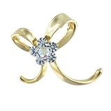 Gold Plated Ribbon With Turquoise Flower Pin Brooch