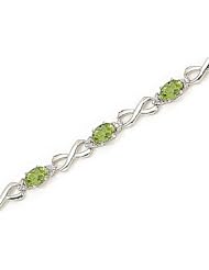 10kt Yellow Gold Oval Peridot and Diamond Bracelet