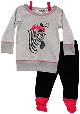 Baby Ziggles Zebra Print Toddler Girls Play Set (2T, Grey)