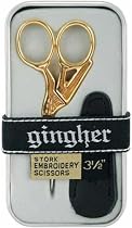 Gingher G-ST 3-1/2-Inch Gold-Handled Stork Embroidery Scissors