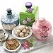 Blue Perfume Bottle Cookie Jar with Pecan Meltaways and Florentine Lace Image