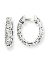 14k White Gold Diamond Hinged Hoop Earrings