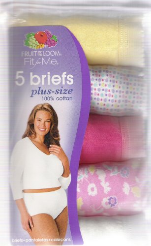 Fruit of the Loom Fit for Me Briefs for Plus Size Women 100% Cotton Size 14 (5 Briefs in a Pack Colors May Vary)