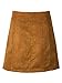 Persun Women's Brown Faux Suedettte Button Front Plain A-line Mini Skirt ,Brown ,Small