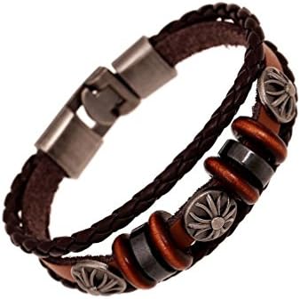 Handmade Brown Leather Braided Multi-Strand Bracelet (Cluster)