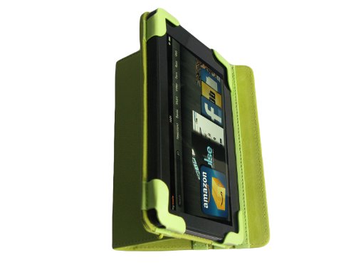GREEN iPearl mCover� Leather Cover Case for Amazon Kindle Fire Tablet with 7" Full Color Multi-touch Display