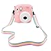 Mudder Clear Pink Hard Shell Protective Cover Case for Fujifilm Instax Mini 8/ 8+ Instant Film Camera with Rainbow Shoulder Strap