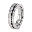 CLOSEOUT! Black Round Cubic Zirconia Stainless Steel Ring (6mm) - Sizes 8 - 12