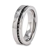 CLOSEOUT! Black Round Cubic Zirconia Stainless Steel Ring (6mm) - Sizes 8 - 12