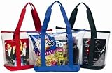 Large Clear Zipper Tote with Color Trim & Bottom (Black)