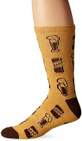 KurB Men's Cans and Mugs Sport Fashion Crew Sock, Tri Mustard, 10-13 (shoe size 6-12)